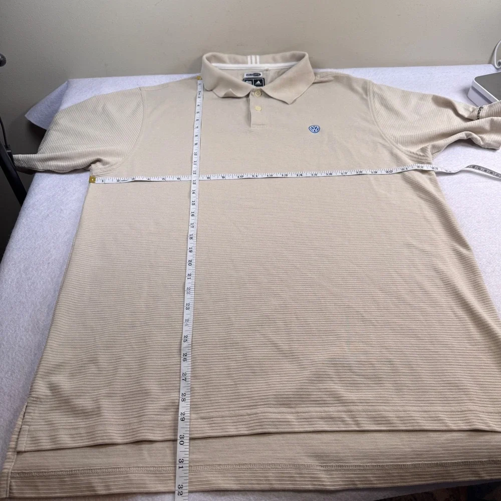 Adidas Climalite Volkswagen Polo Shirt Mens Tan Ribbed‎ Logo VW Credit Large